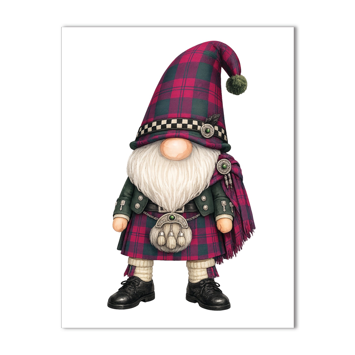 Scottish Highland Heritage Gnome Collection - Scottish Gnomes in Kilts A2 Blank Note Card Set of 10