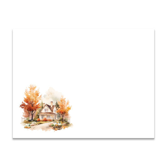 Autumn White Cozy Cottage Stationery Flat Correspondence Cards