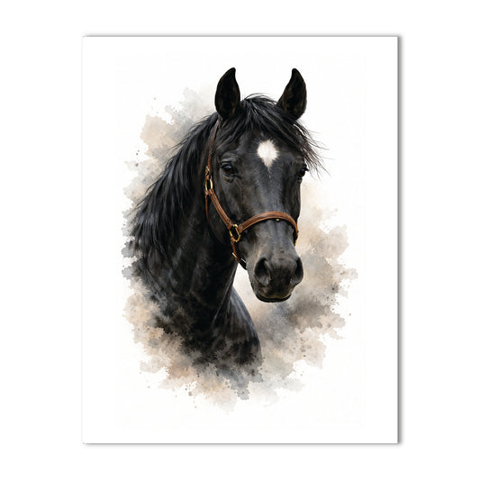 American Quarter Horse Black Blank Note Card Set of 10