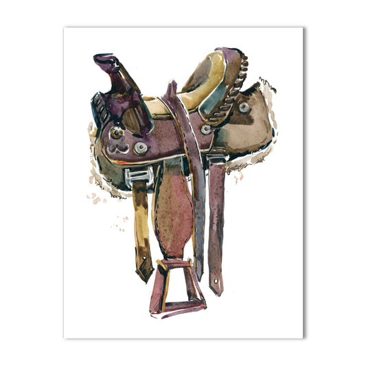 Western Saddle Note Card – Single Note Card A2 (4.25" x 5.5")