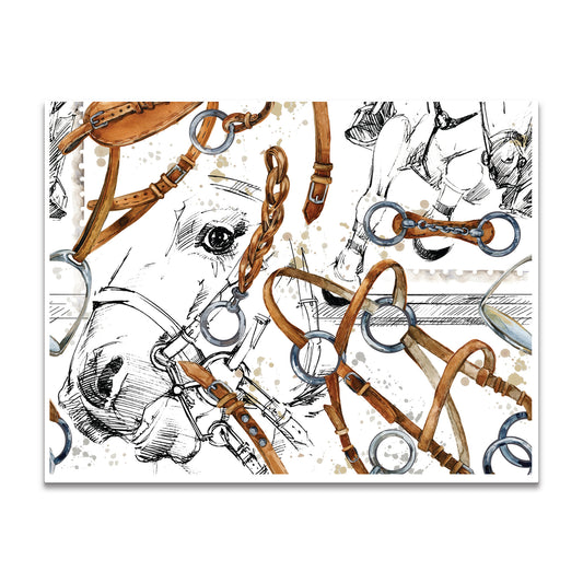 Equestrian Watercolor Tack Note Card – Single Note Card A2 (4.25" x 5.5")