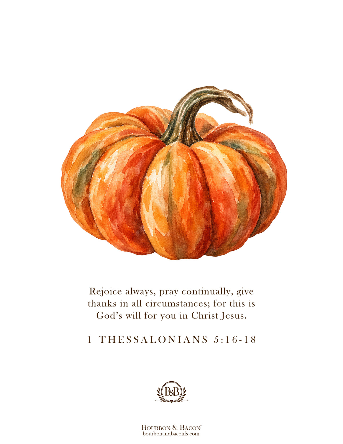 Autumn Cozy Cottage Wall Art Print - Orange Heirloom Pumpkin with Bible Verse