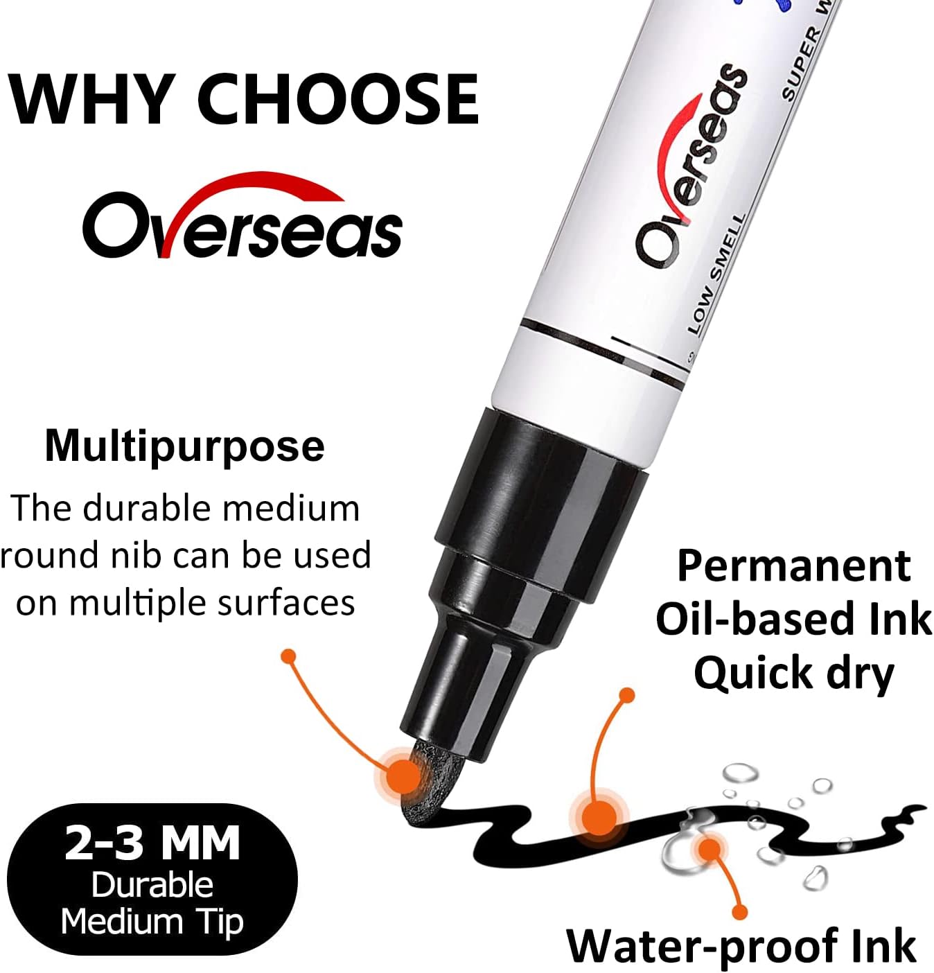 Overseas White or Black Paint Pens