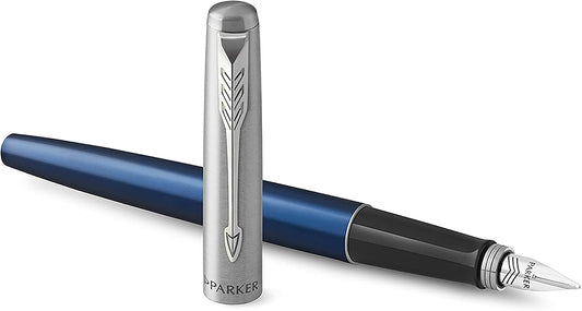 Parker Jotter Fountain Pen | Royal Blue | Medium Nib with Blue Ink | Gift Box