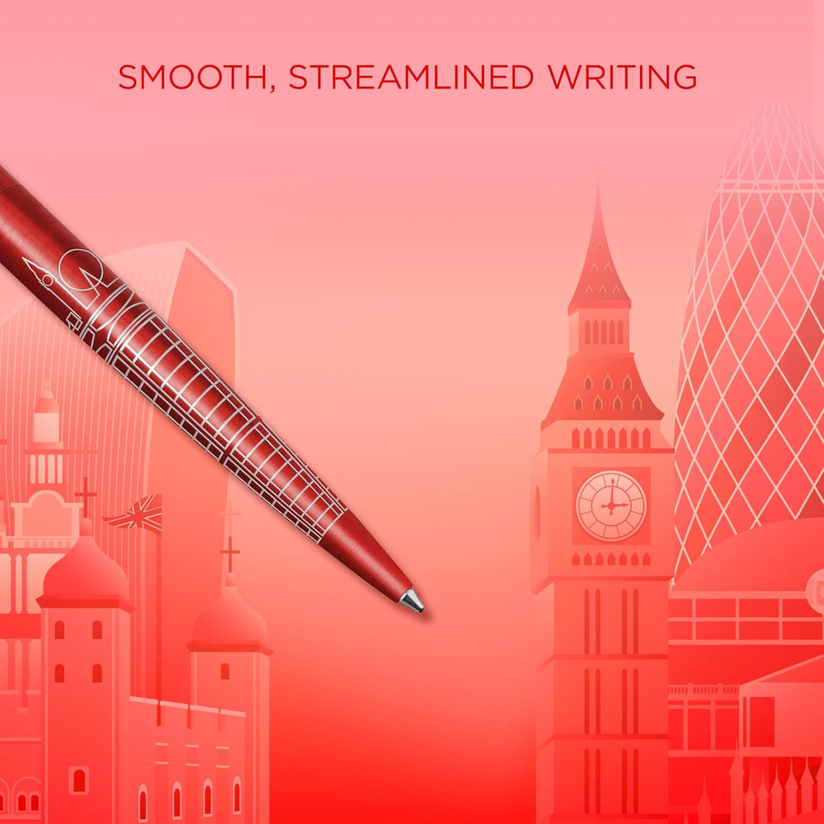 Parker Jotter Ballpoint Pen | Special Edition | London Red with Chrome Trim | Medium Point | Blue Ink | Gift Box