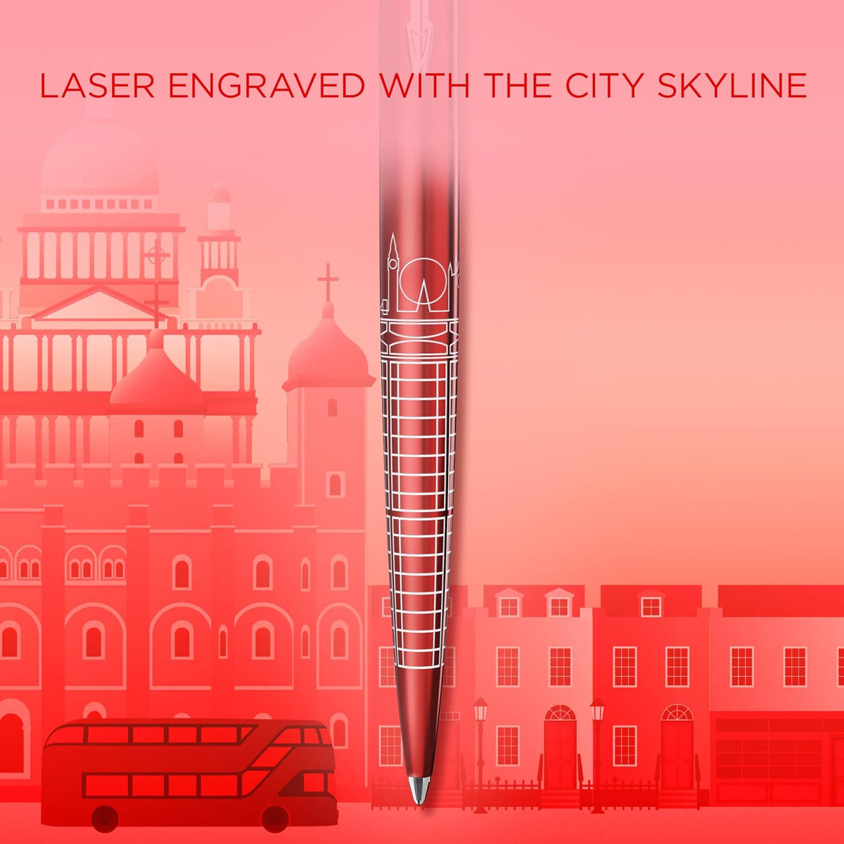 Parker Jotter Ballpoint Pen | Special Edition | London Red with Chrome Trim | Medium Point | Blue Ink | Gift Box