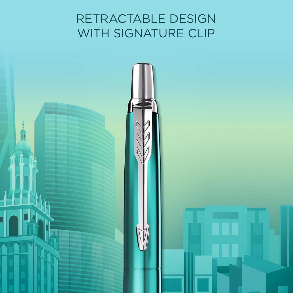 Parker Jotter Ballpoint Pen | Special Edition | Miami Turquoise with Chrome Trim | Medium Point | Blue Ink | Gift Box