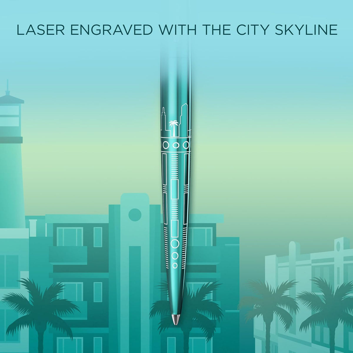 Parker Jotter Ballpoint Pen | Special Edition | Miami Turquoise with Chrome Trim | Medium Point | Blue Ink | Gift Box