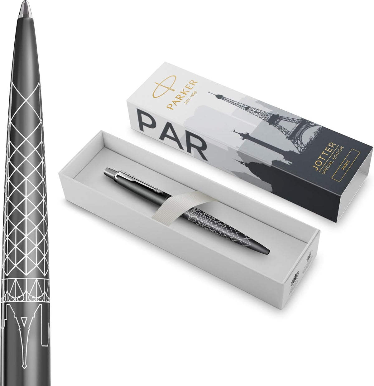 Parker Jotter Ballpoint Pen | Special Edition | Paris Grey with Chrome Trim | Medium Point | Blue Ink | Gift Box (Copy)