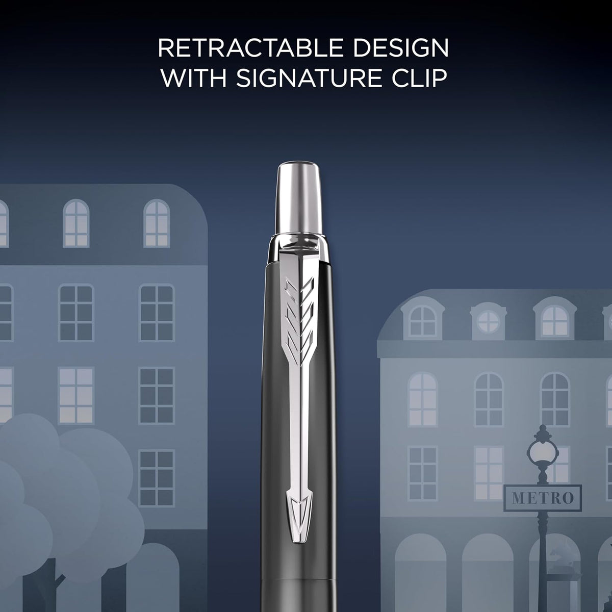 Parker Jotter Ballpoint Pen | Special Edition | Paris Grey with Chrome Trim | Medium Point | Blue Ink | Gift Box (Copy)