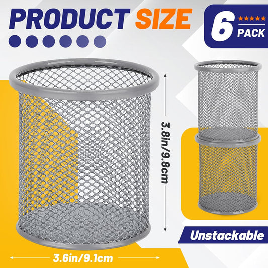 Silver Wire Mesh Pencil Cup