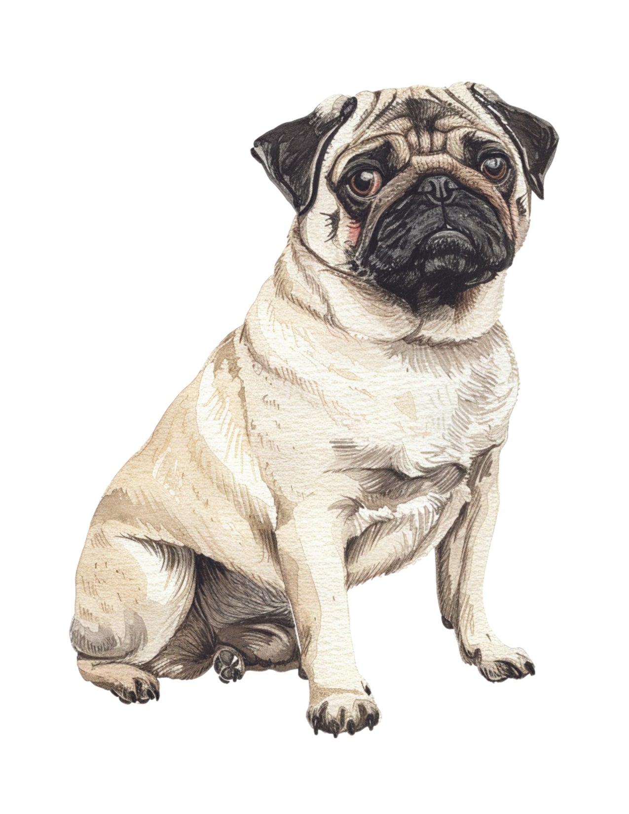 Illustration of a pug dog on a white background