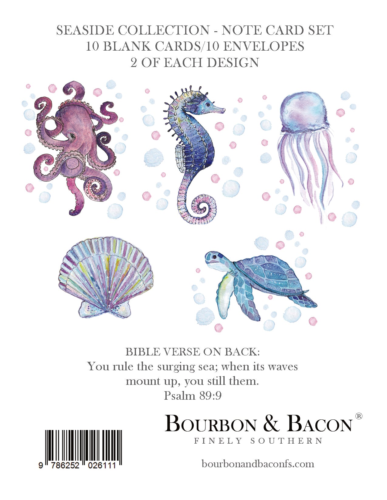 Seaside Collection - a2 Blank Watercolor Boxed Note Card Stationery Set