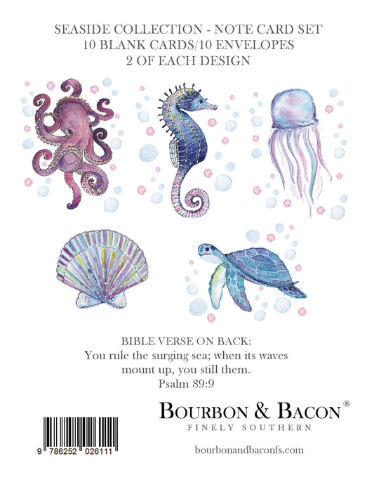 Seaside Collection - a2 Blank Watercolor Boxed Note Card Stationery Set