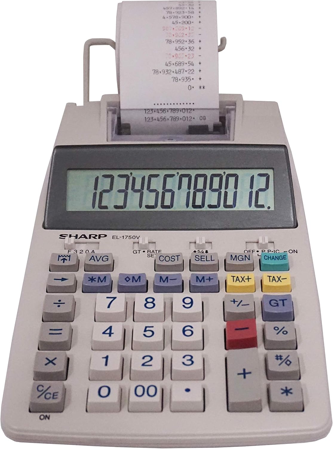 Sharp EL-1750V Two-Color Printing Calculator, 3" Black/Red