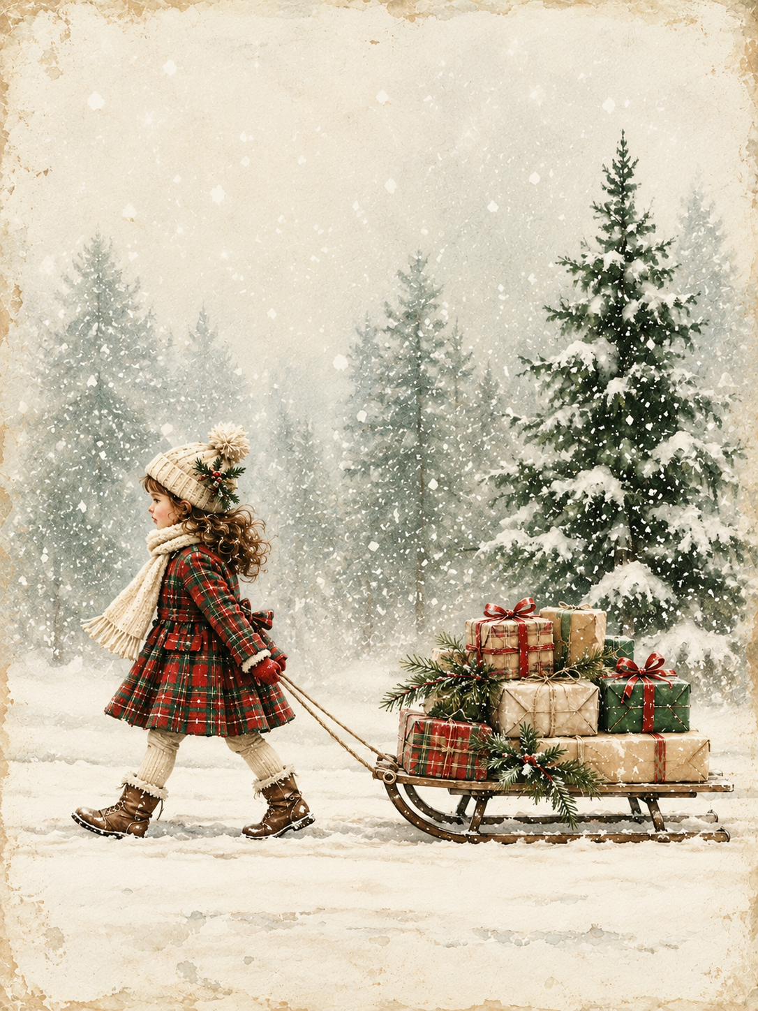 Special Delivery Christmas Cottage Wall Art Print 8.5" x 11"