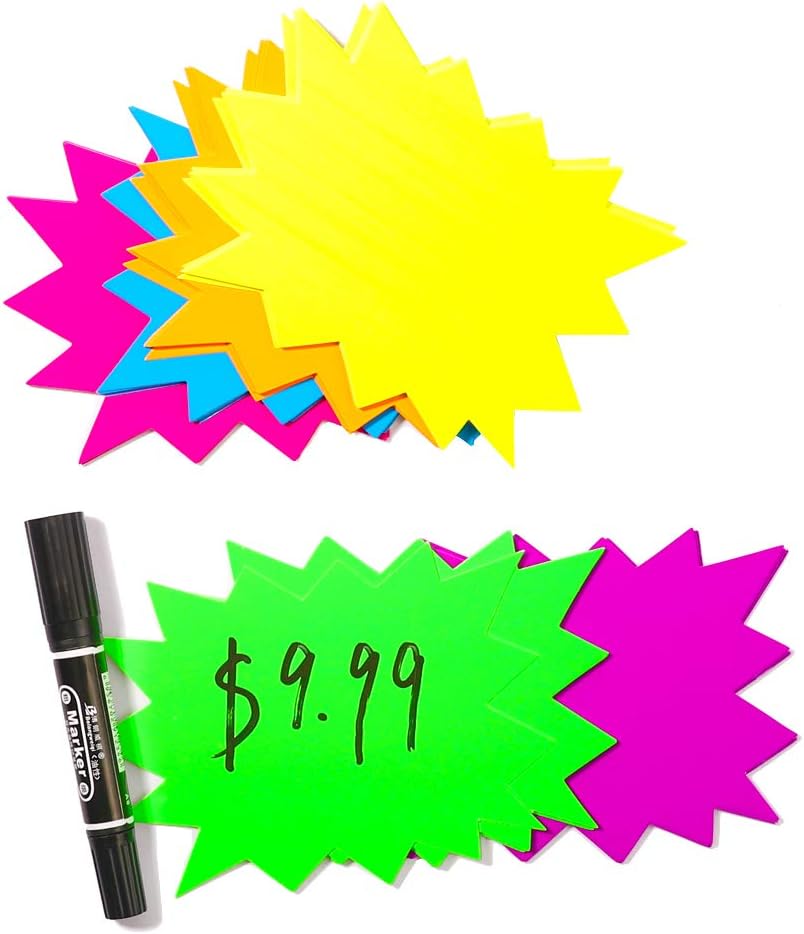 20 Starburst Neon Tags