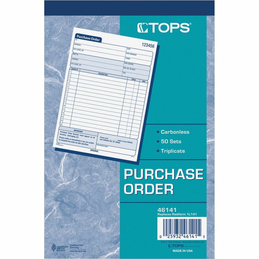 TOPS Carbonless 3-Part Purchase Order Books