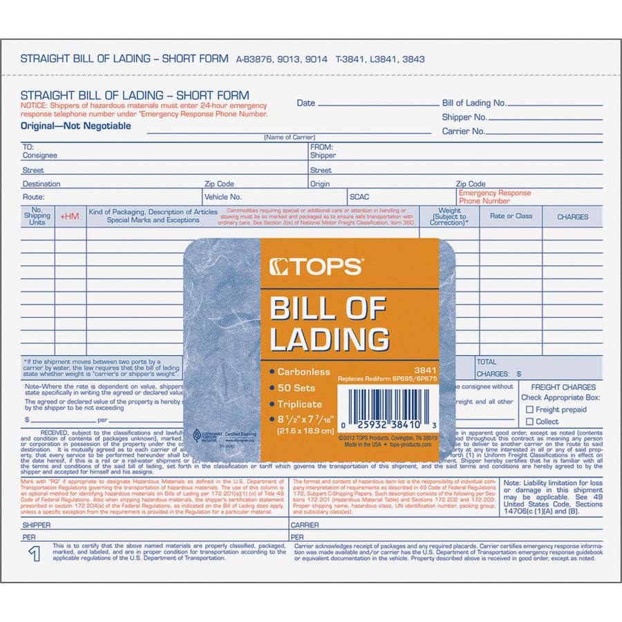 TOPS Bill of Lading