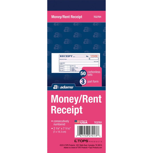 Adams Small 3-part Money/Rent Receipt Book