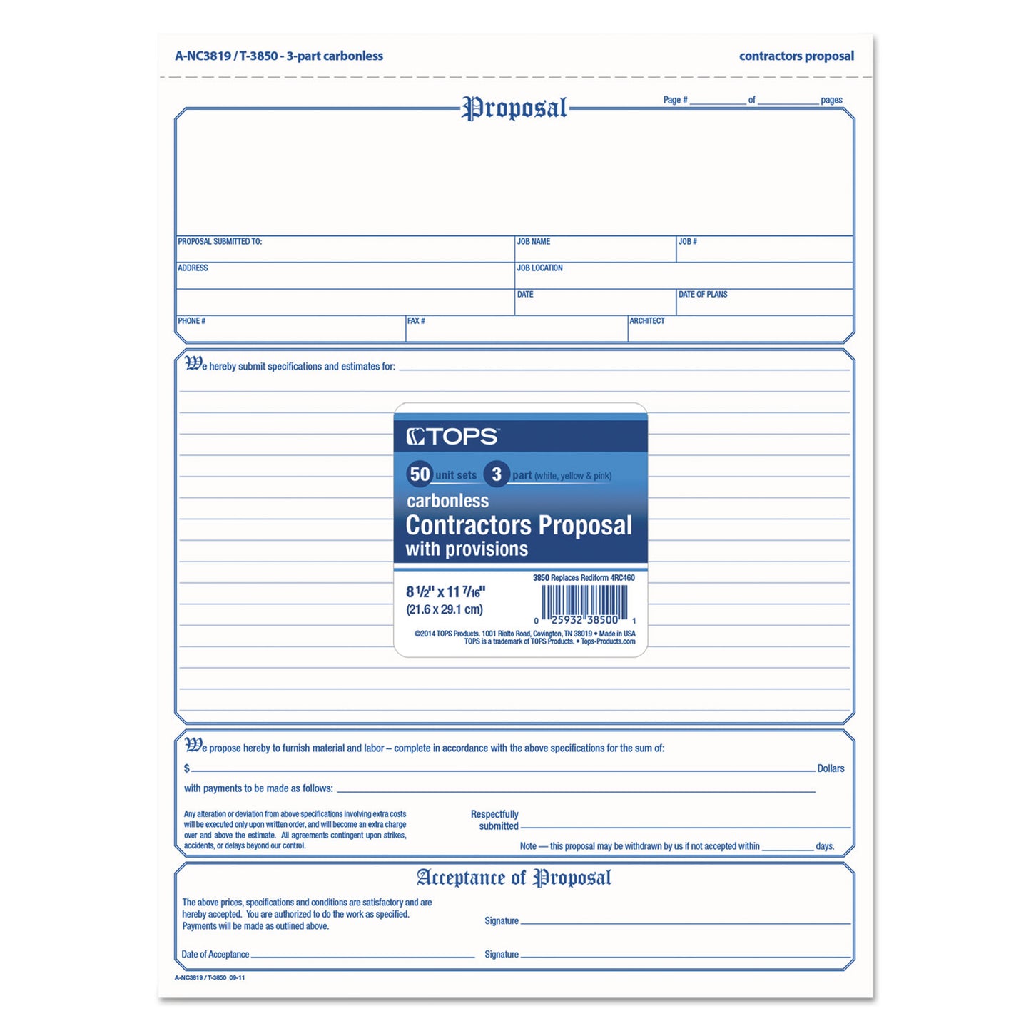 TOPS Contractors Proposal Form, 3 part