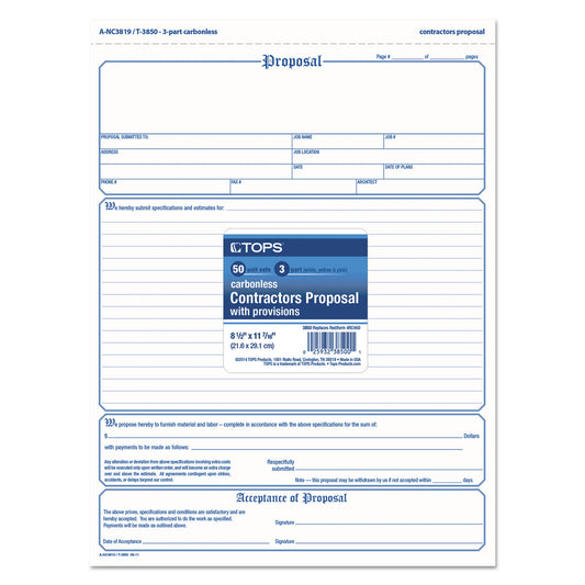 TOPS Contractors Proposal Form, 3 part