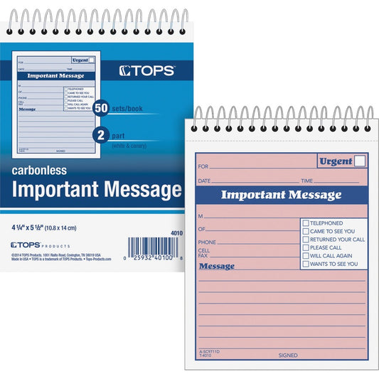 TOPS Important Message Book