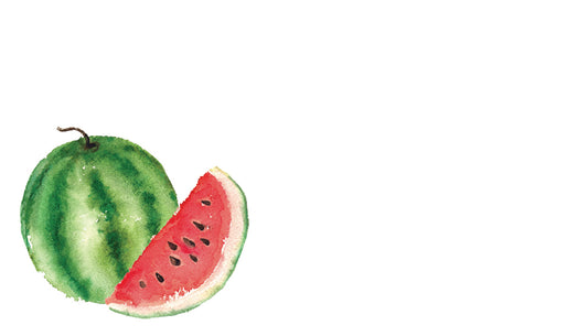 Illustration of a whole watermelon and a slice on a white background