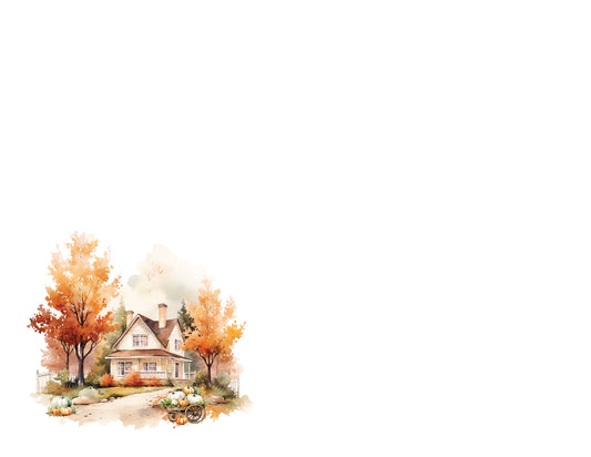 Autumn White Cozy Cottage Correspondence Cards