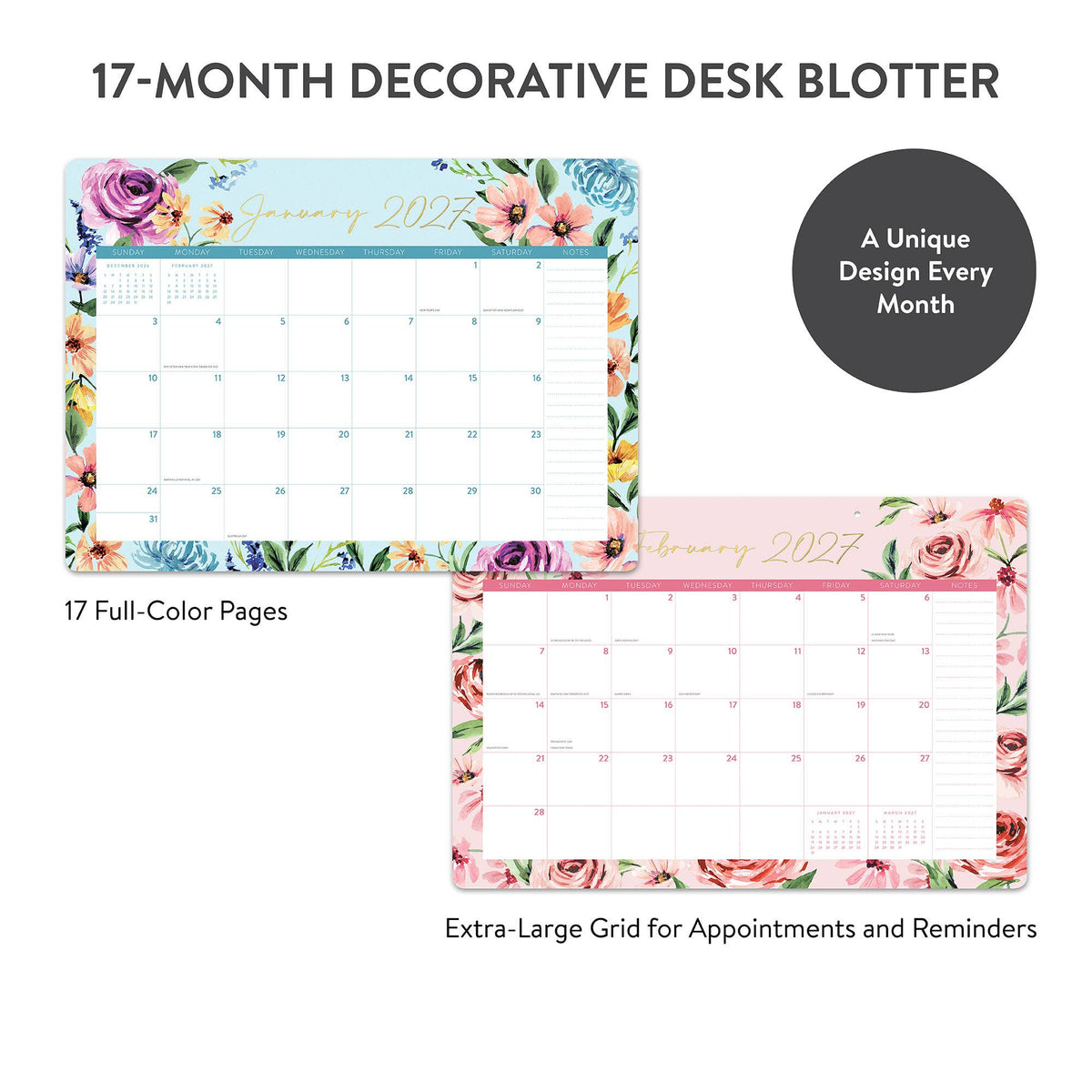 2027 Bella Flora Decorative Desk Blotter