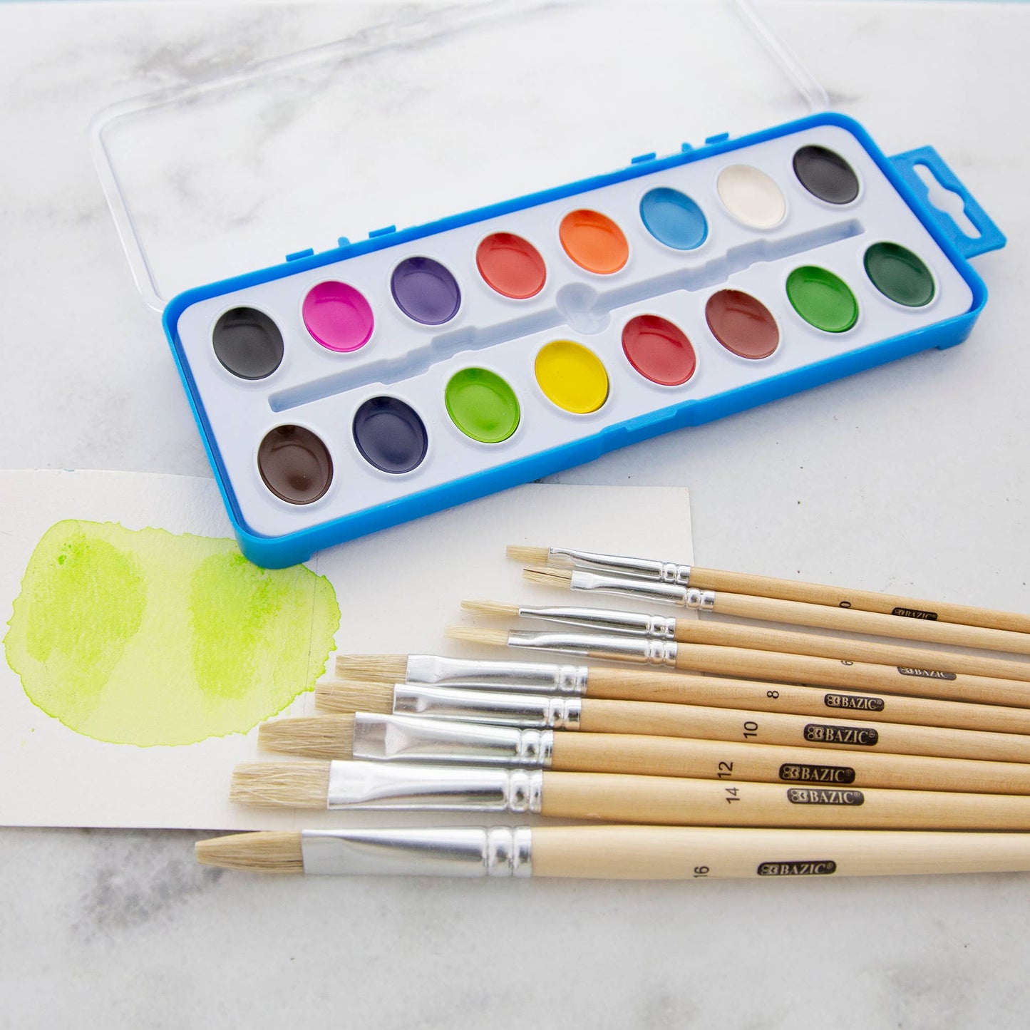 Paint Brush Flat Natural Bristle (9/Pack)