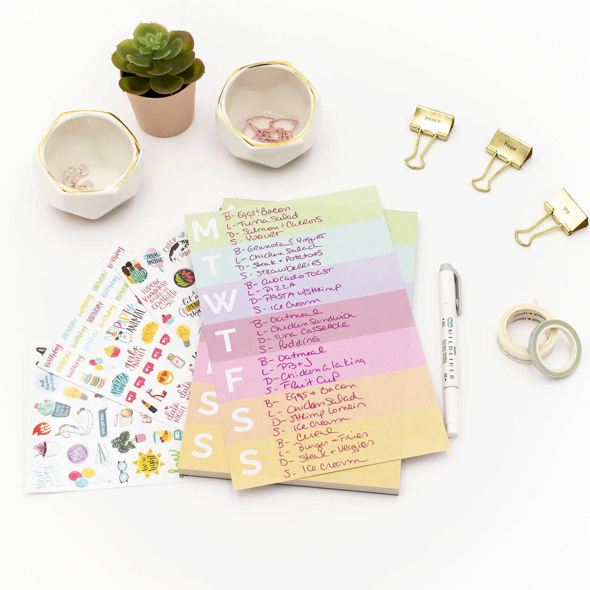 Rainbow Color Blocked Weekly Planning Pad 6x9 (TOP SELLING)