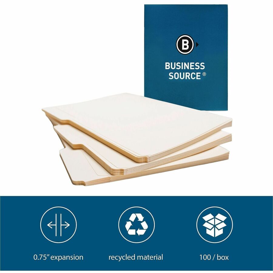 Business Source 17525 Letter Top-Tab File Folders