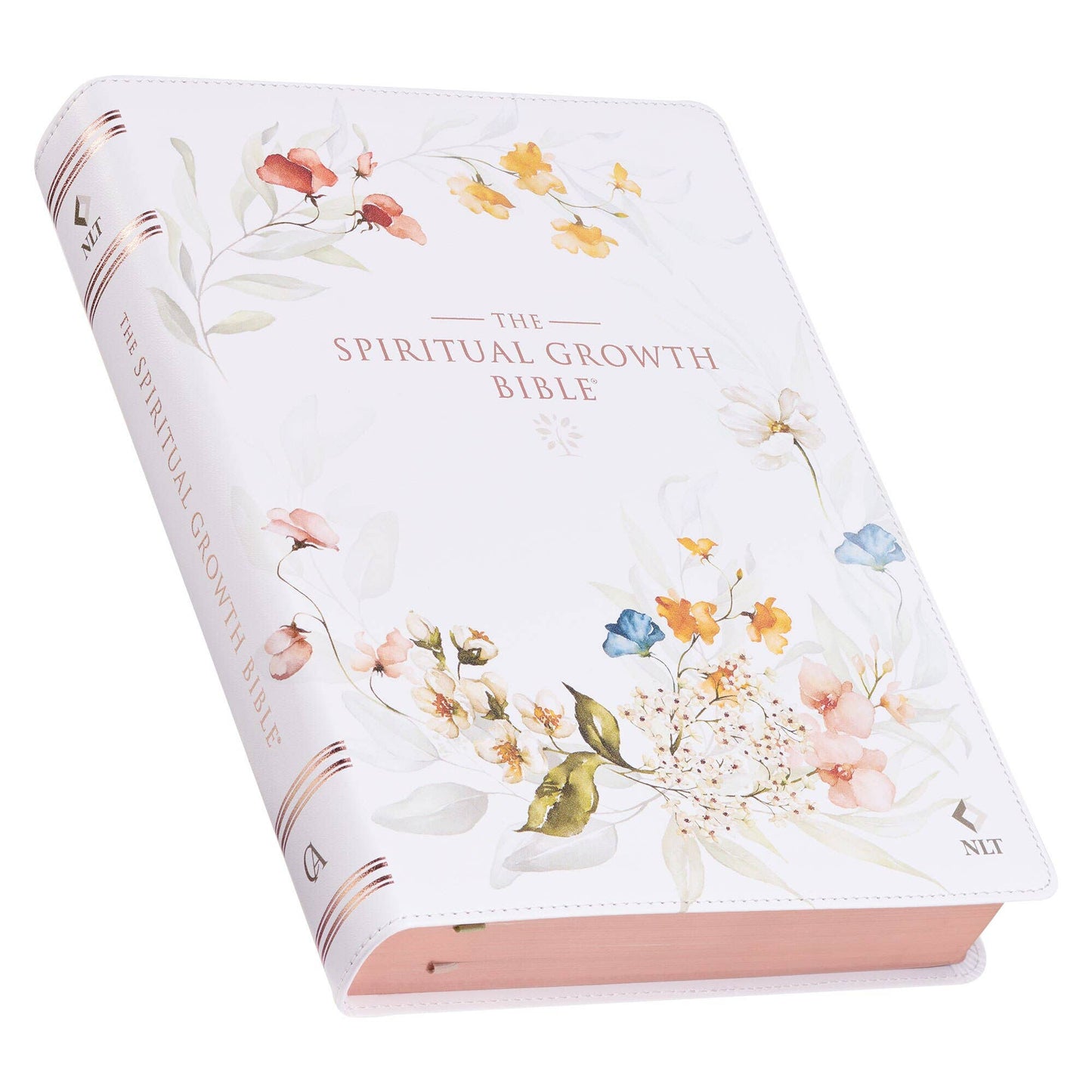 Cream Floral Spiritual Growth Bible, New Living Translation
