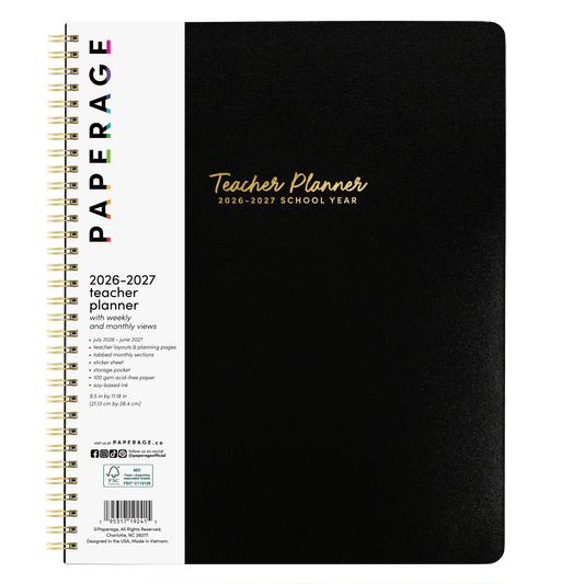 Paperage 2026 - 2027 Teacher Planner with Weekly and Monthly Views