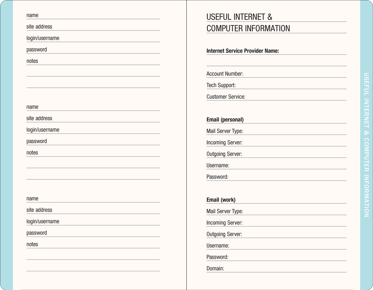 Blooms & Butterflies Internet Address & Password Logbook