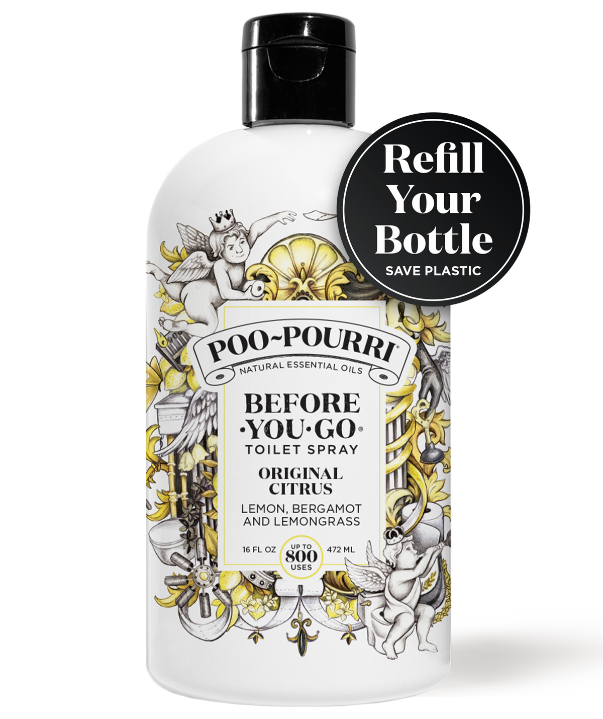 Poo~Pourri Original Citrus Refill Size Bottle 16 oz.