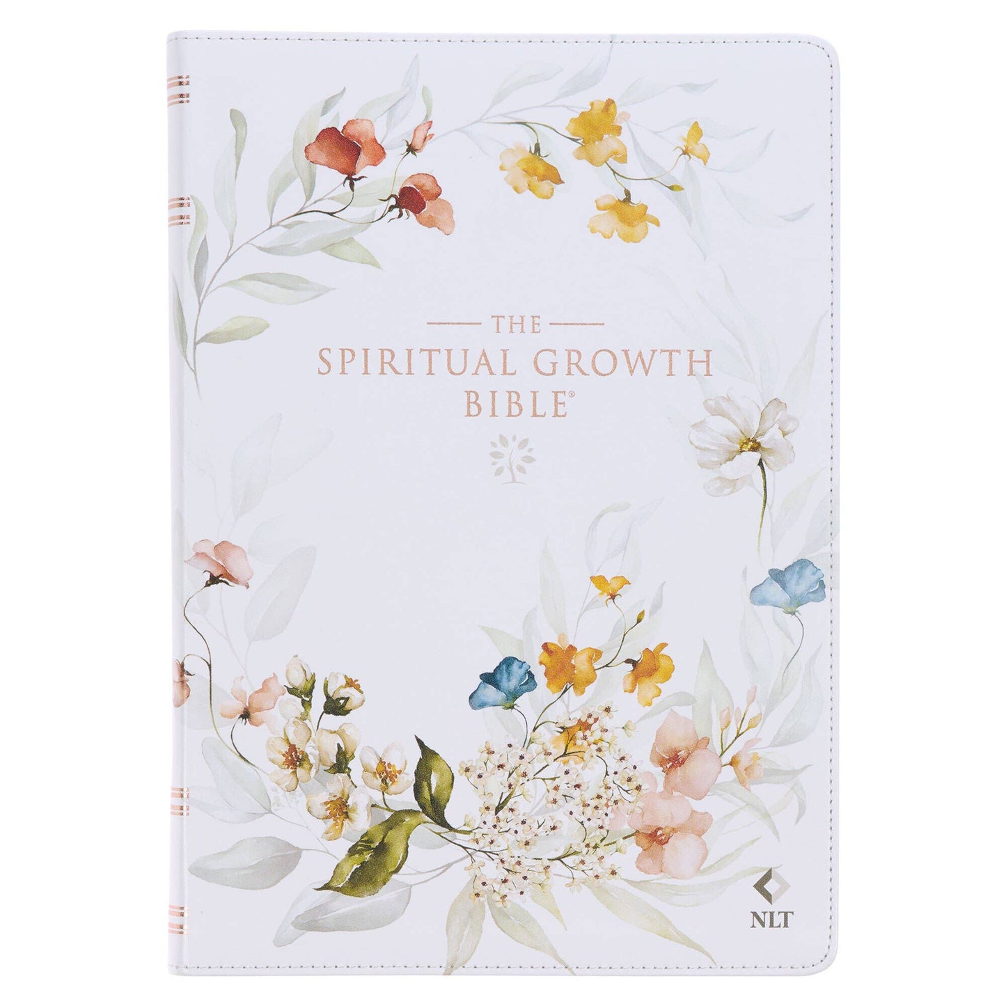 Cream Floral Spiritual Growth Bible, New Living Translation