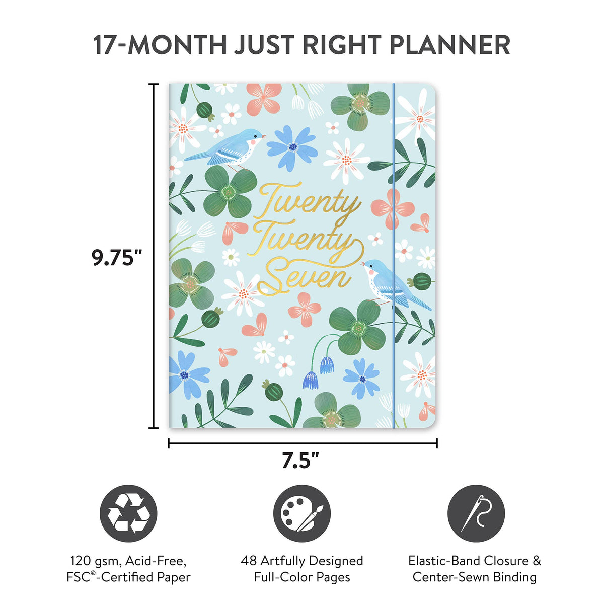 2027 Birds & Blooms Just Right Monthly Planner