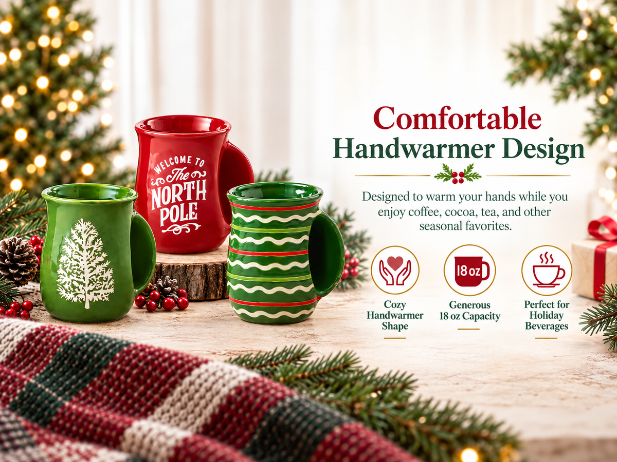 Evergreen Handwarmer Mug Stoneware Green