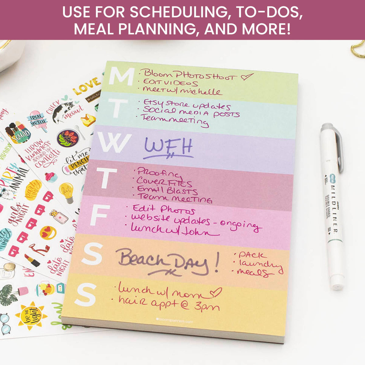 Rainbow Color Blocked Weekly Planning Pad 6x9 (TOP SELLING)
