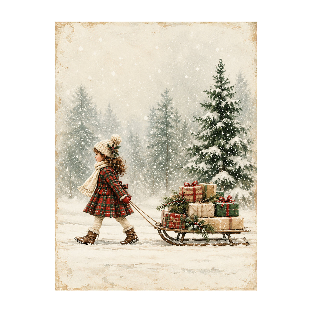 Special Delivery Christmas Cottage Wall Art Print 8.5" x 11"